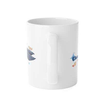 Blue Whale with Guppies White Ceramic 11oz Mug V1