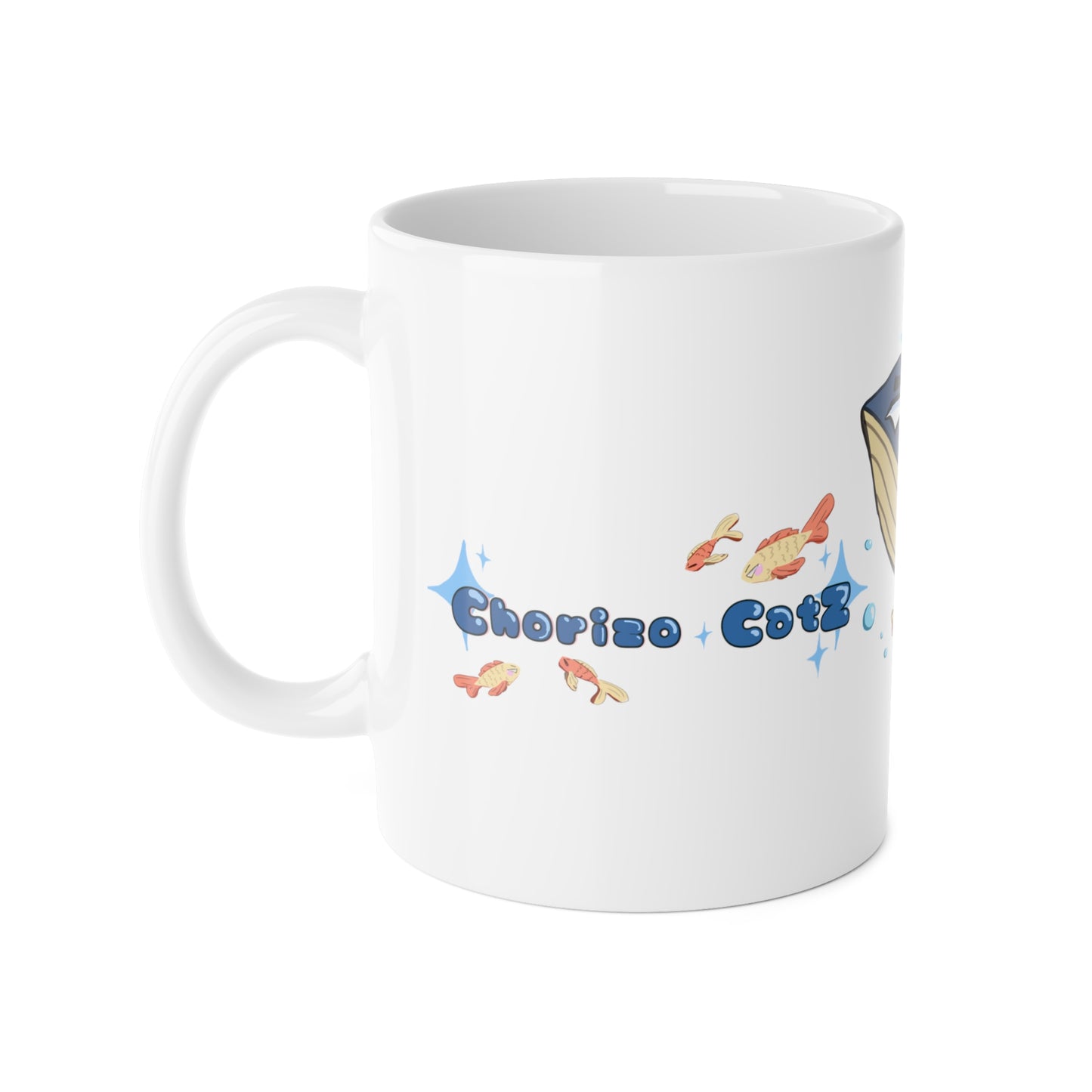 Blue Whale with Guppies White Ceramic 11oz Mug V1